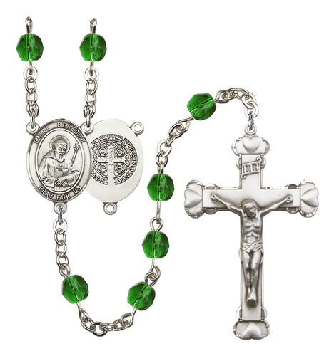 St. Benedict Custom Birthstone Rosary - Silver