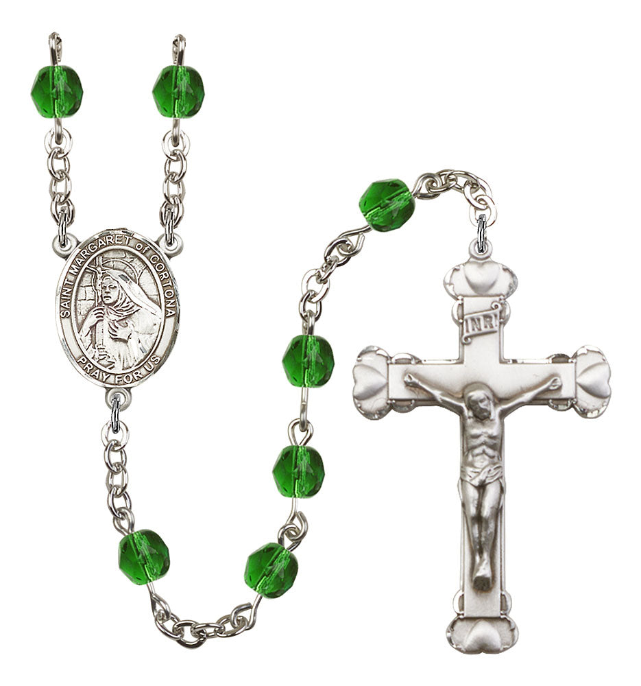 St. Margaret of Cortona Custom Birthstone Rosary - Silver
