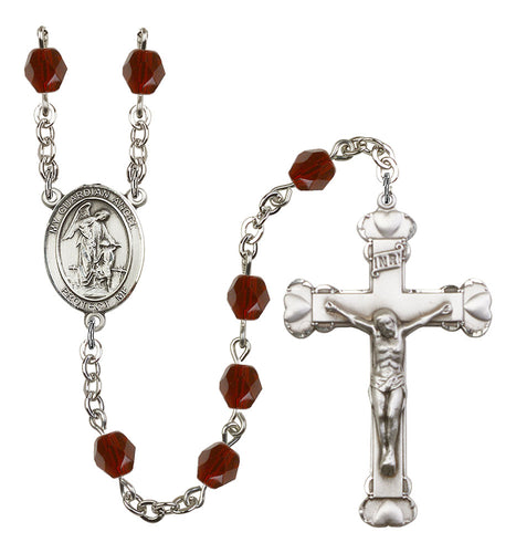 Guardian Angel Custom Birthstone Rosary - Silver