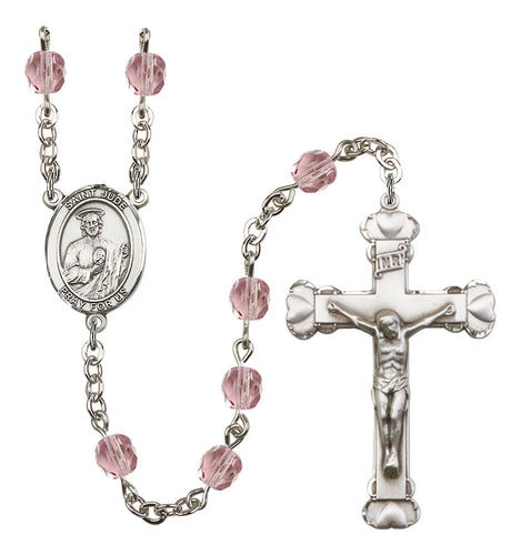 St. Jude Thaddeus Custom Birthstone Rosary - Silver