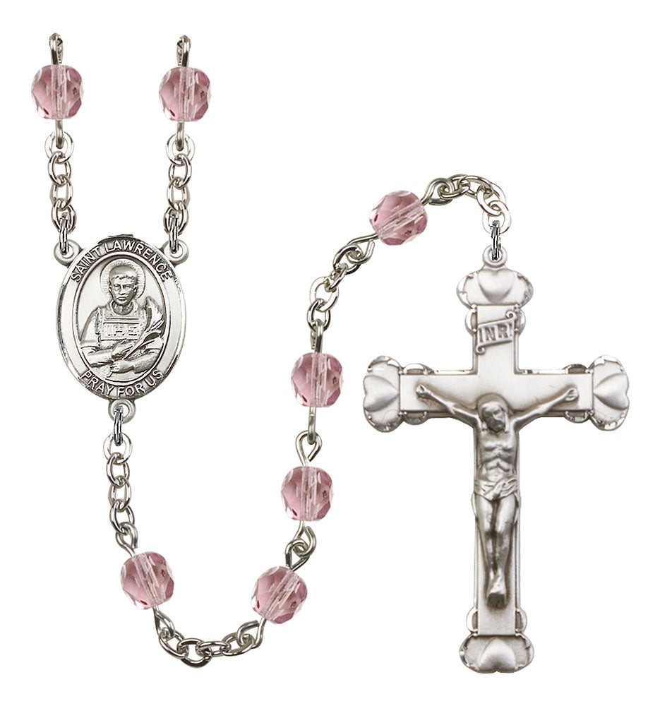 St. Lawrence Custom Birthstone Rosary - Silver