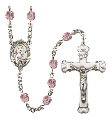Our Lady of Perpetual Help Custom Birthstone Rosary - Silver