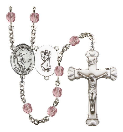 St. Christopher / Soccer Custom Birthstone Rosary - Silver