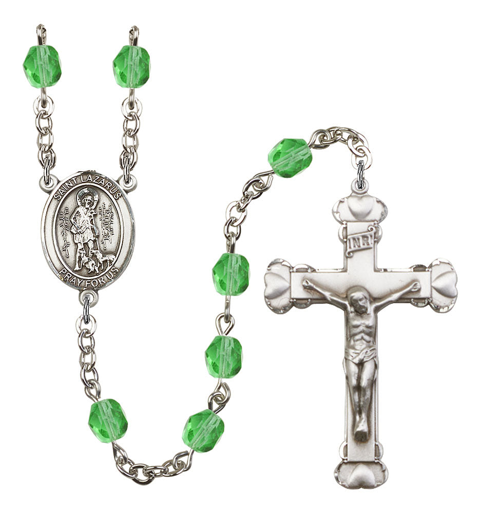 St. Lazarus Custom Birthstone Rosary - Silver