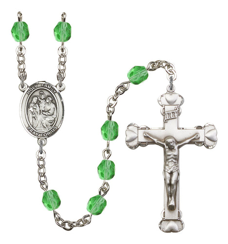 Holy Family Custom Birthstone Rosary - Silver