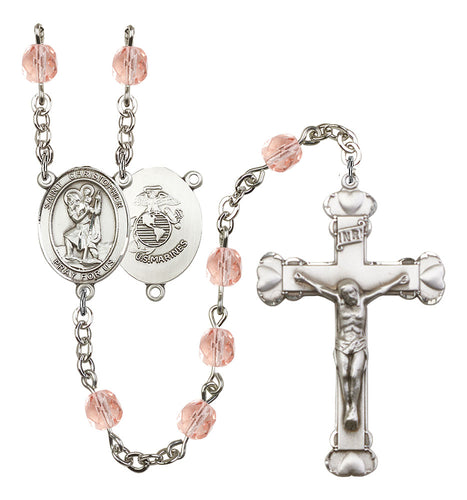 St. Christopher Custom Birthstone Rosary - Silver