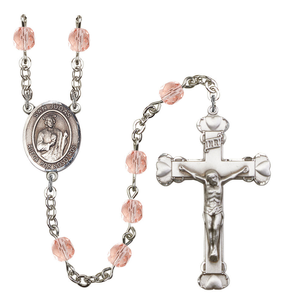 San Judas Custom Birthstone Rosary - Silver