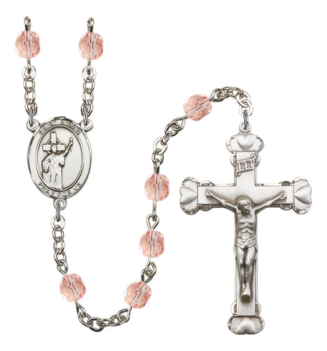 St. Aidan of Lindisfarne Custom Birthstone Rosary - Silver