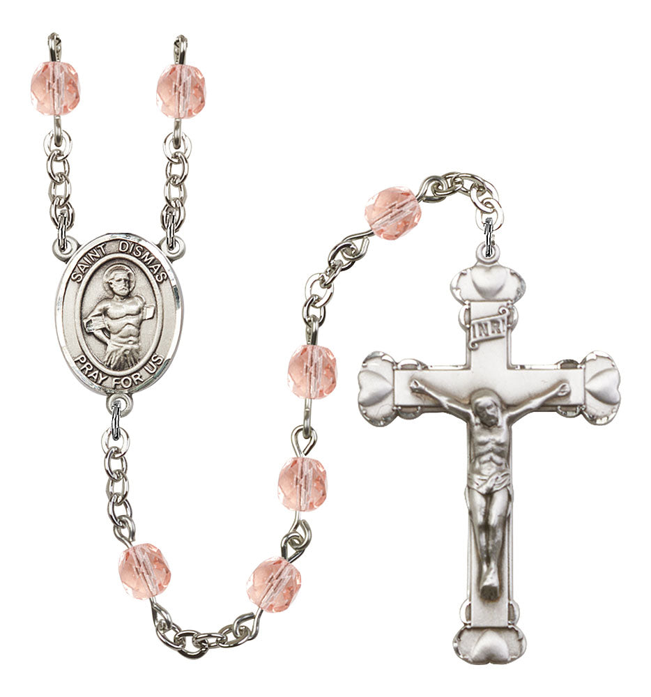 St. Dismas Custom Birthstone Rosary - Silver
