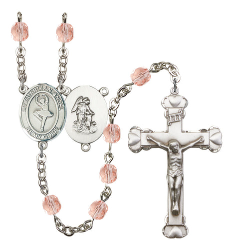 Guardian Angel / Dance Custom Birthstone Rosary - Silver