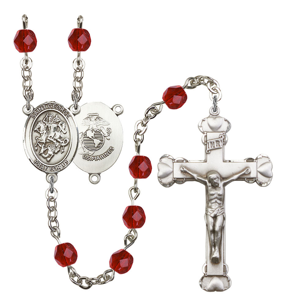 St. George Custom Birthstone Rosary - Silver