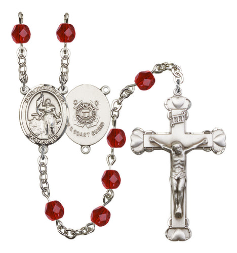 St. Joan of Arc / Coast Guard Custom Birthstone Rosary - Silver