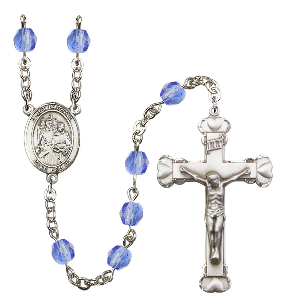 St. Raphael the Archangel Custom Birthstone Rosary - Silver
