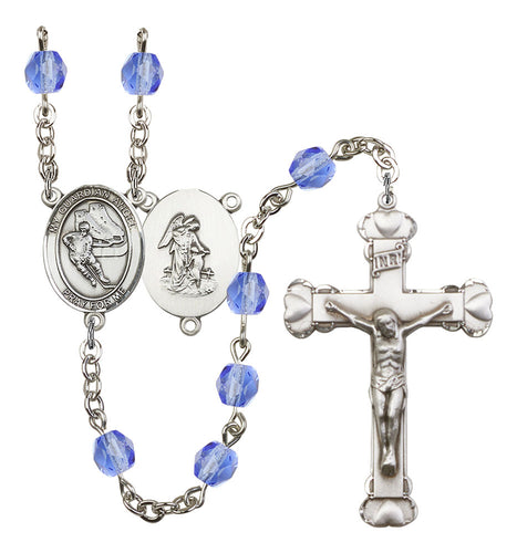 Guardian Angel / Hockey Custom Birthstone Rosary - Silver
