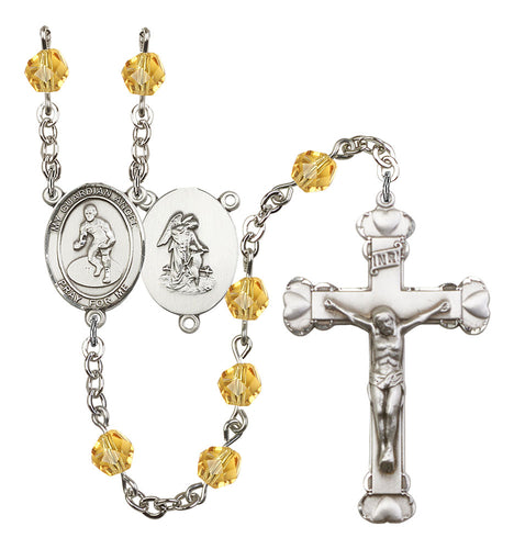 Guardian Angel / Wrestling Custom Birthstone Rosary - Silver
