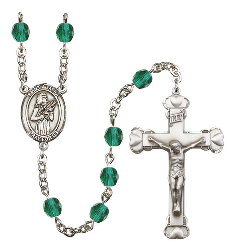 St. Agatha Custom Birthstone Rosary - Silver