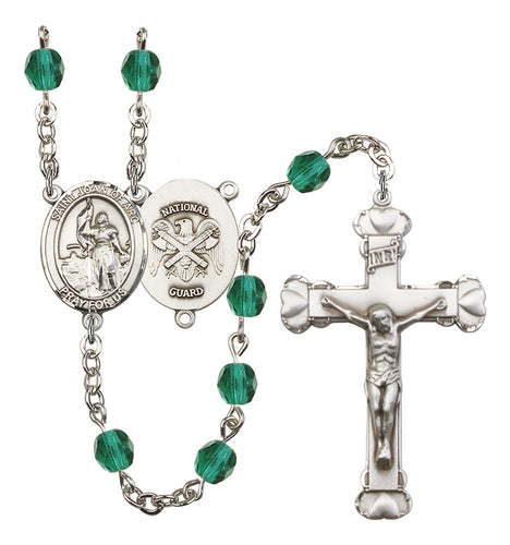 St. Joan of Arc / Nat'l Guard Custom Birthstone Rosary - Silver