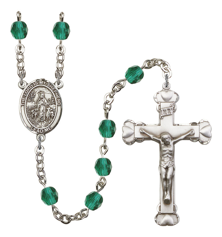 The Lord Is My Shepherd Custom Birthstone Rosary - Silver