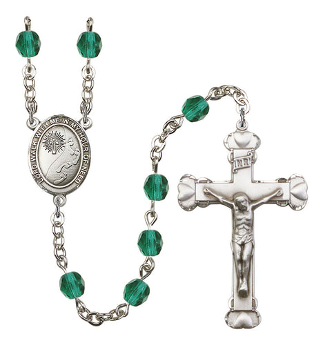 Footprints Custom Birthstone Rosary - Silver