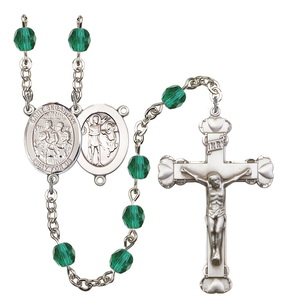 St. Sebastian / Choir Custom Birthstone Rosary - Silver