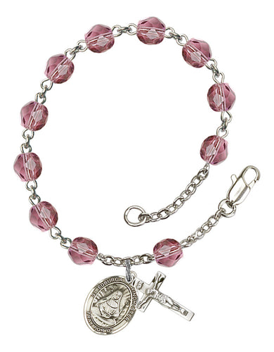 St. Edburga of Winchester Custom Birthstone Rosary Bracelet - Silver