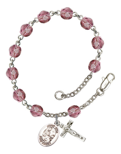 St. Fina Custom Birthstone Rosary Bracelet - Silver