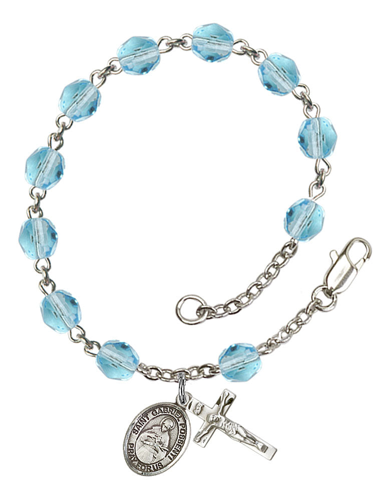 St. Gabriel Possenti Custom Birthstone Rosary Bracelet - Silver