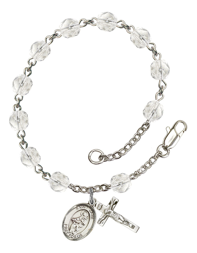 St. Jane of Valois Custom Birthstone Rosary Bracelet - Silver