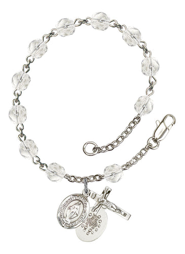 Miraculous Medal Custom Birthstone Rosary Bracelet - Silver