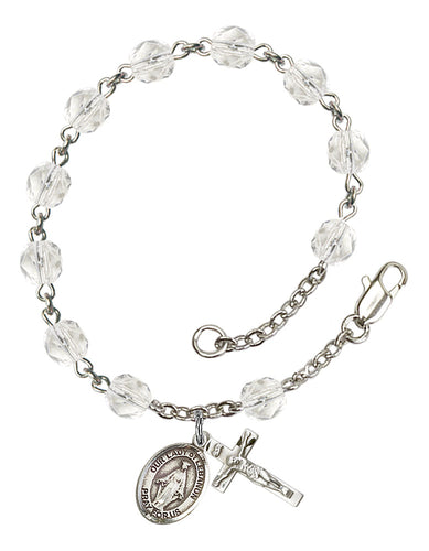 Our Lady of Lebanon Custom Birthstone Rosary Bracelet - Silver
