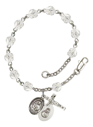 Our Lady of Mount Carmel Custom Birthstone Rosary Bracelet - Silver