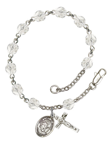 Our Lady of Mercy Custom Birthstone Rosary Bracelet - Silver