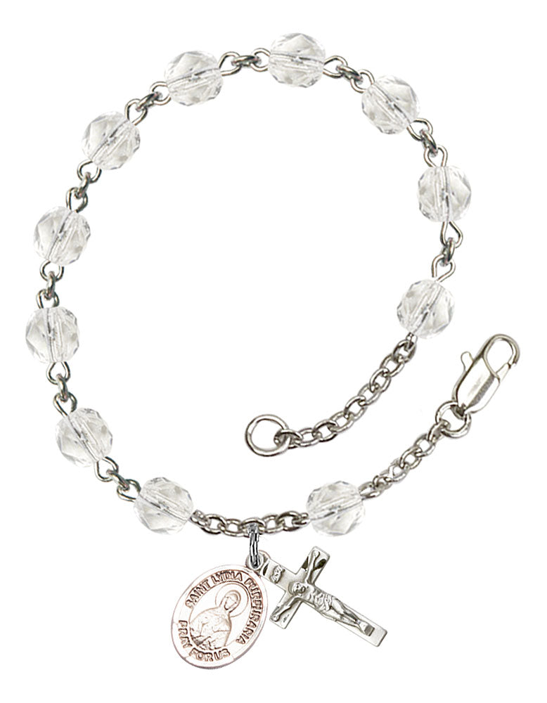 St. Lydia Purpuraria Custom Birthstone Rosary Bracelet - Silver