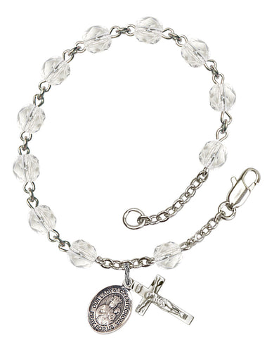 Our Lady of Czestochowa Custom Birthstone Rosary Bracelet - Silver