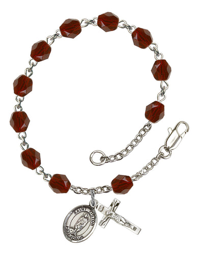 St. Victor of Marseilles Custom Birthstone Rosary Bracelet - Silver