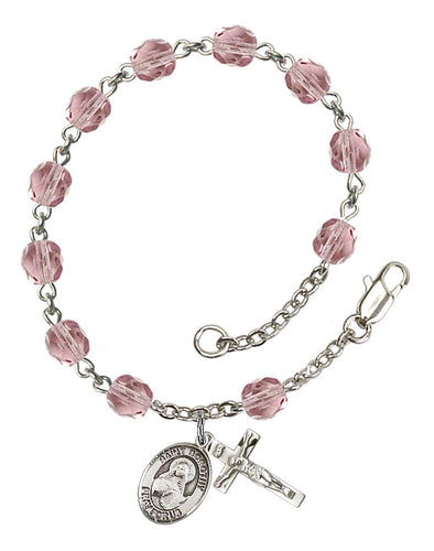 St. Dorothy Custom Birthstone Rosary Bracelet - Silver