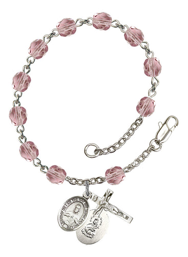 Scapular Custom Birthstone Rosary Bracelet - Silver