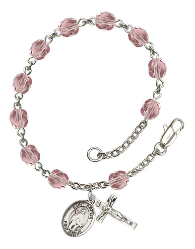 St. Amelia Custom Birthstone Rosary Bracelet - Silver