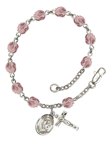 St. Dunstan Custom Birthstone Rosary Bracelet - Silver