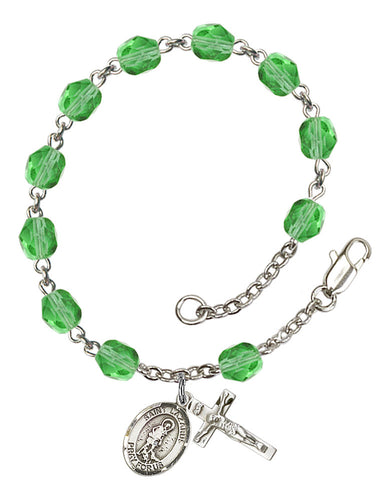 St. Lazarus Custom Birthstone Rosary Bracelet - Silver