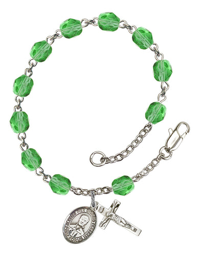 Blessed Pier Giorgio Frassati Custom Birthstone Rosary Bracelet - Silver