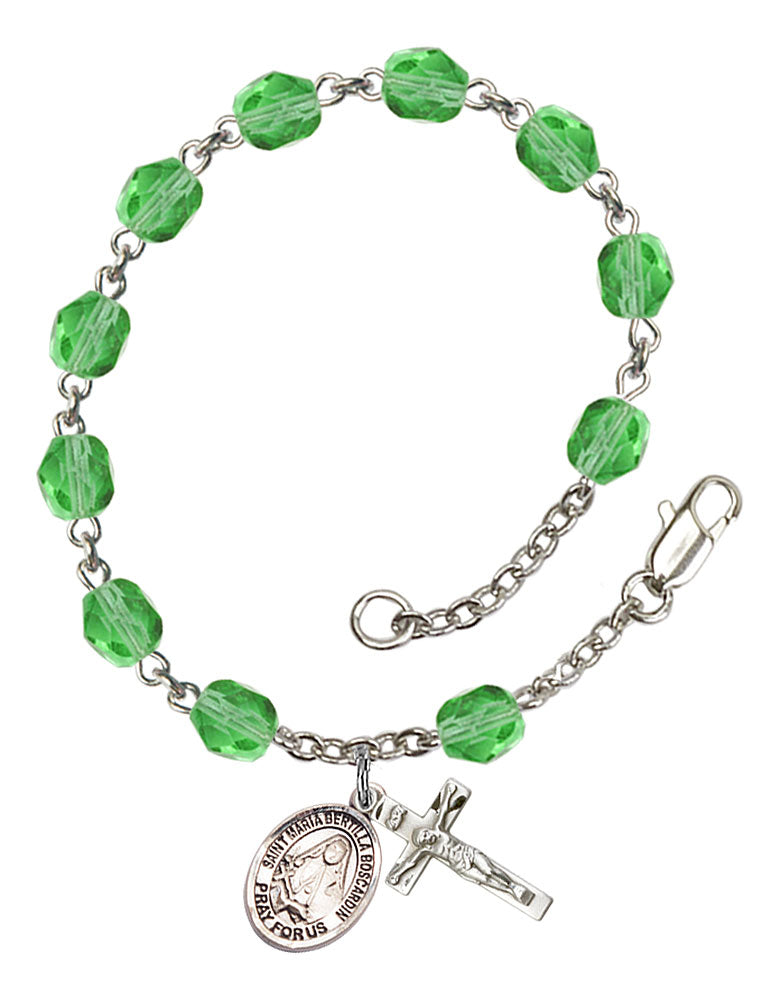 St. Maria Bertilla Boscardin Custom Birthstone Rosary Bracelet - Silver