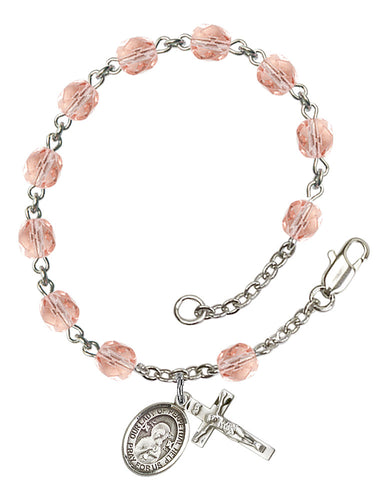 Our Lady of Perpetual Help Custom Birthstone Rosary Bracelet - Silver