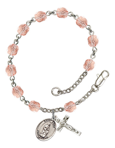 St. Anne Custom Birthstone Rosary Bracelet - Silver