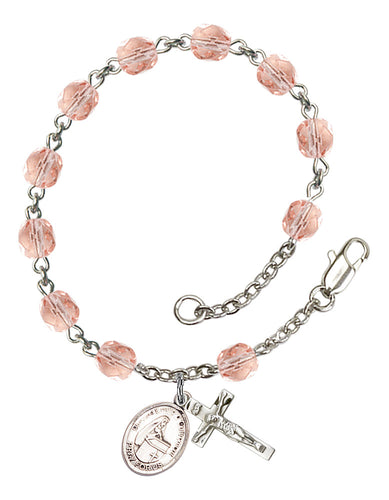 Blessed Emilee Doultremont Custom Birthstone Rosary Bracelet - Silver