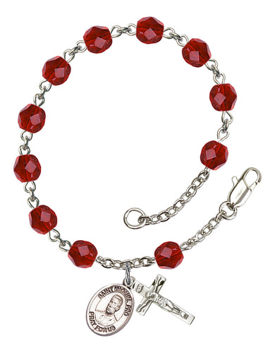 Blessed Miguel Pro Custom Birthstone Rosary Bracelet - Silver