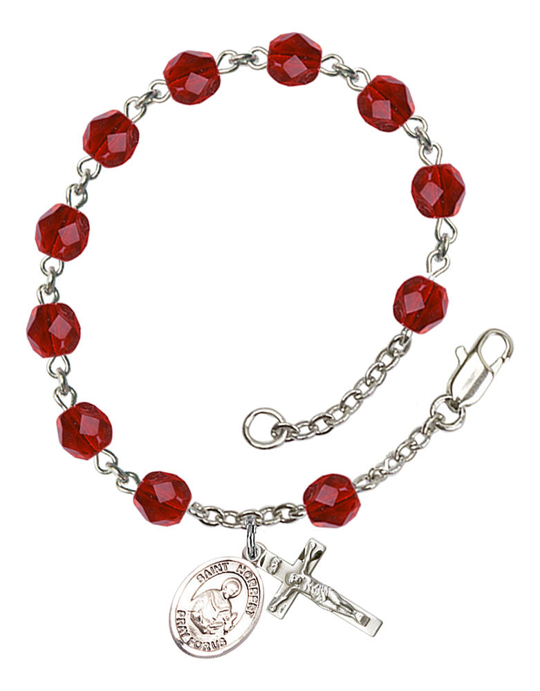 St Norbert of Xanten Custom Birthstone Rosary Bracelet - Silver