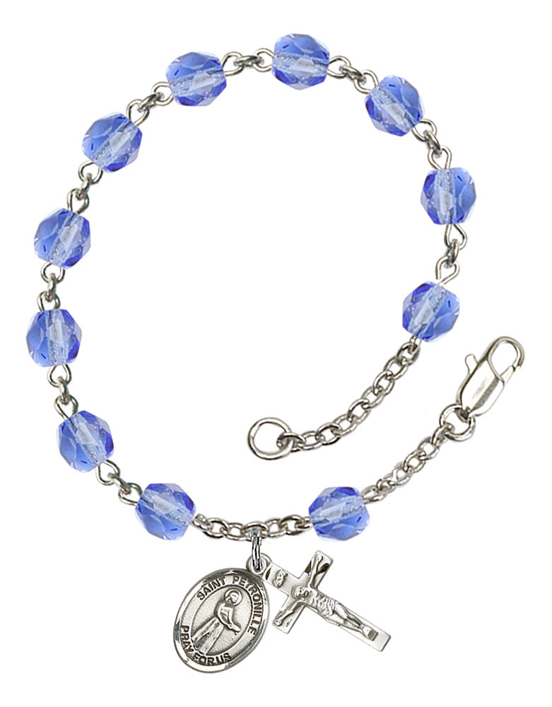 St. Petronille Custom Birthstone Rosary Bracelet - Silver
