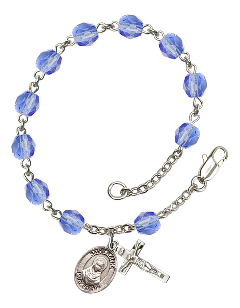 St. Rafka Custom Birthstone Rosary Bracelet - Silver