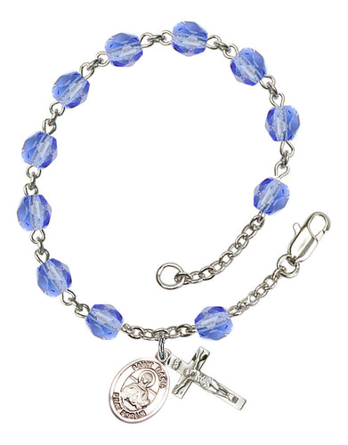 St. Daria Custom Birthstone Rosary Bracelet - Silver